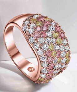 خاتم نحاسي ببلورات زركون مكعبة بطلاء ذهبي وردي Pastel Sand Ring Size 17 43877